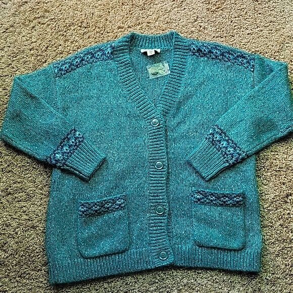 Coldwater Creek Blue Cardigan Sweater V-Neck Boucle Knit Size M - Picture 6 of 11